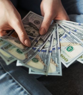 fan of 100 U.S. dollar banknotes